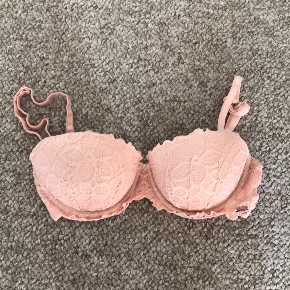 Pink lace bra